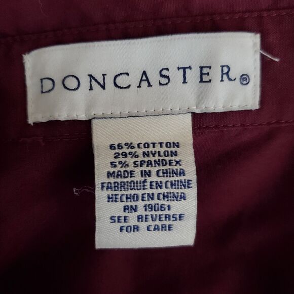 Doncaster Button Up Blouse Womens 14 Burgundy Top Stretch Long Sleeve Business - Picture 8 of 11